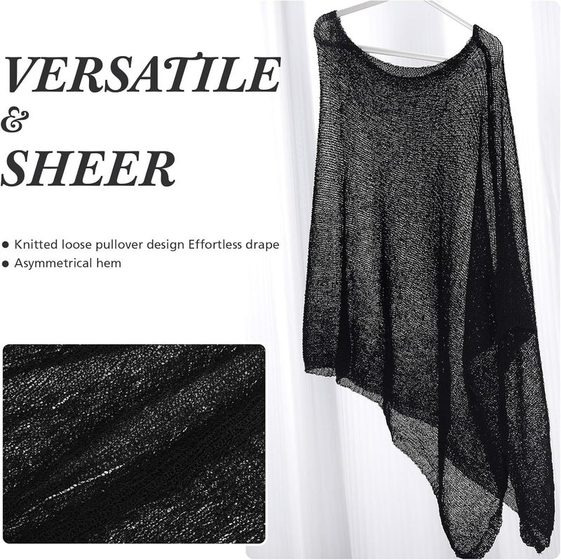 Jamntower 1 Pcs Women Sheer Poncho Shrug Summer Sheer Blouse Top Lightweight Poncho Sheer Bolero for Formal Evening Dress - Image 3